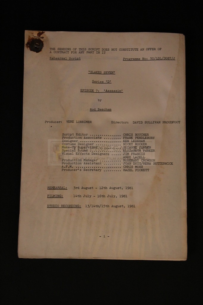 The Prop Gallery | Production used script - Assassin