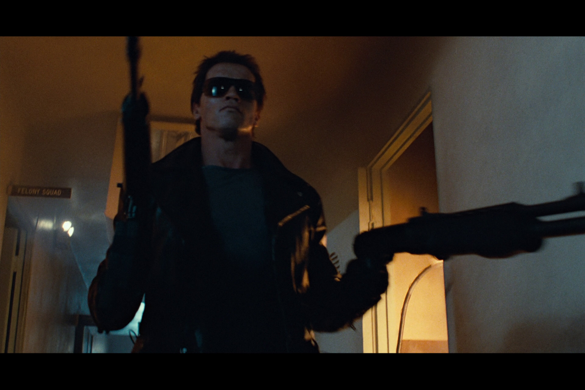 Arnold Schwarzenegger as The Terminator.