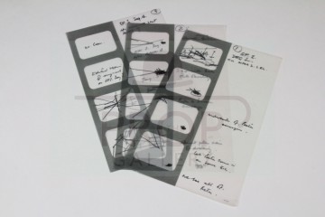 John Wood hand drawn storyboard concept artwork - The Space Pirates