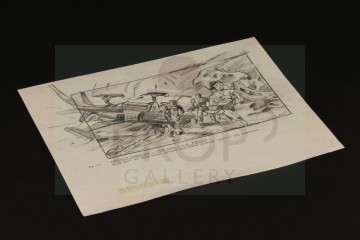 Hand drawn storyboard artwork - Dropship crashes