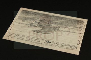 Production used storyboard - Batwing descends