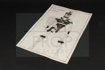 John Bloomfield hand drawn Female Pit Fighter (Saralo) costume design artwork