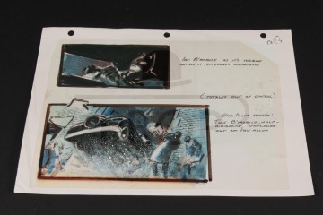 Hand drawn storyboard artwork - Batman & Batmobile