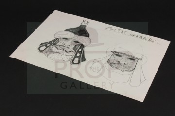 John Bloomfield hand drawn costume design artwork - Temple guards