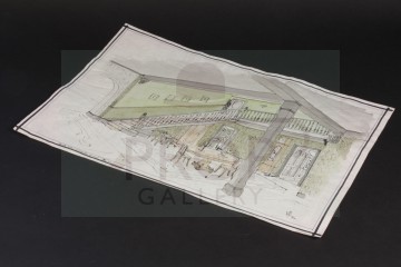 Hand painted production design artwork