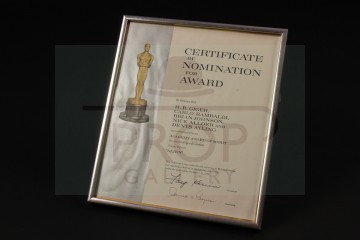 Brian Johnson Academy Award nomination certificate
