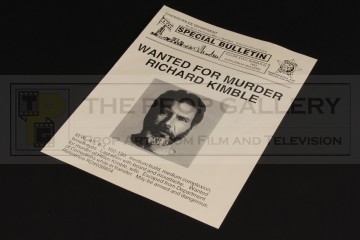 Dr. Richard Kimble (Harrison Ford) wanted bulletin