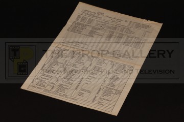Production used call sheet