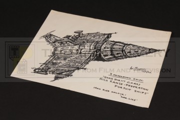 Ian Scoones hand drawn Federation Pursuit Ship concept artwork