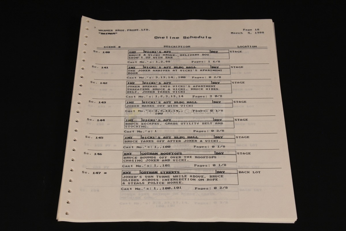 The prop gallery early one line schedule featuring dick grayson