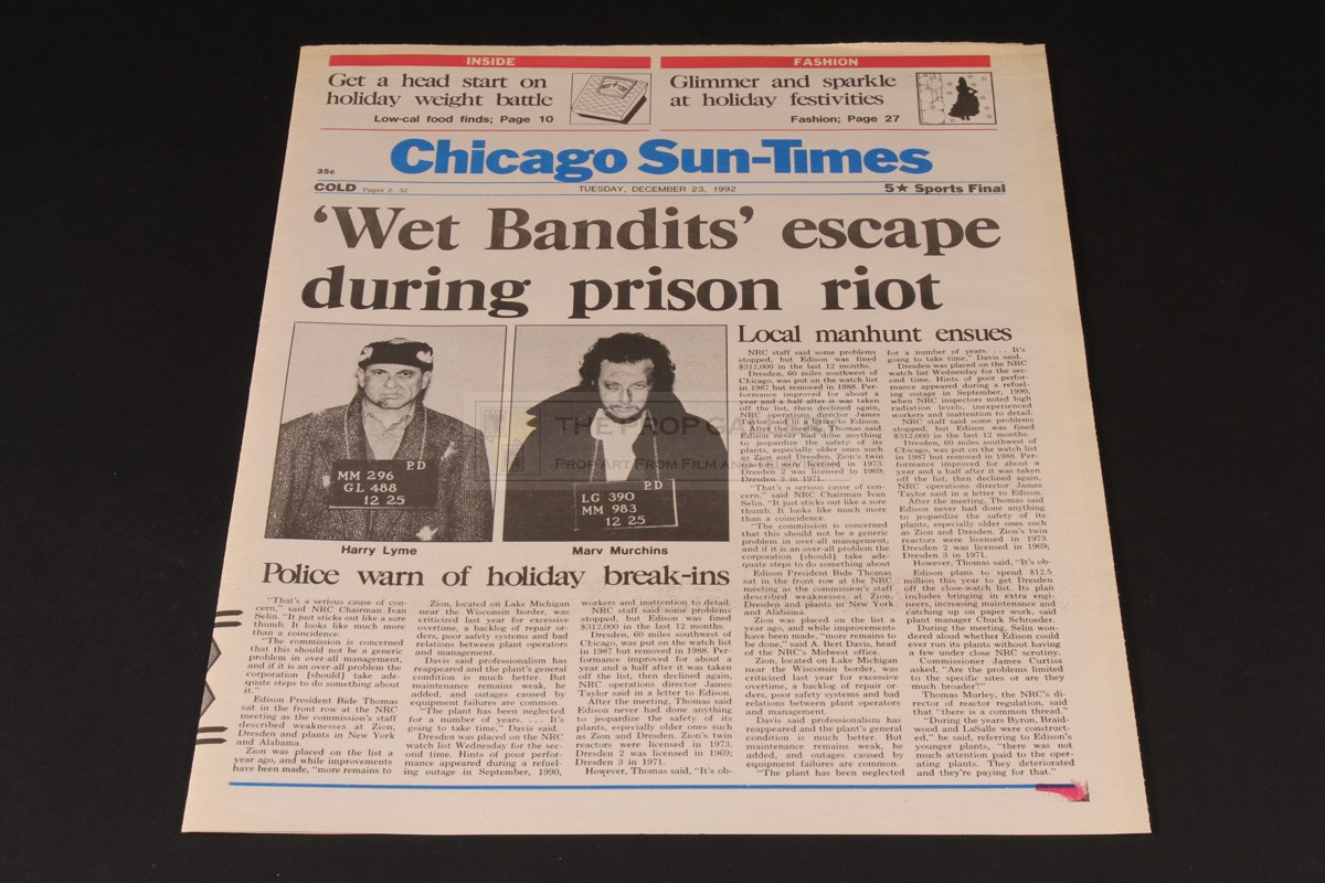 The Prop Gallery Wet Bandits Escape Chicago Sun Times Newspaper