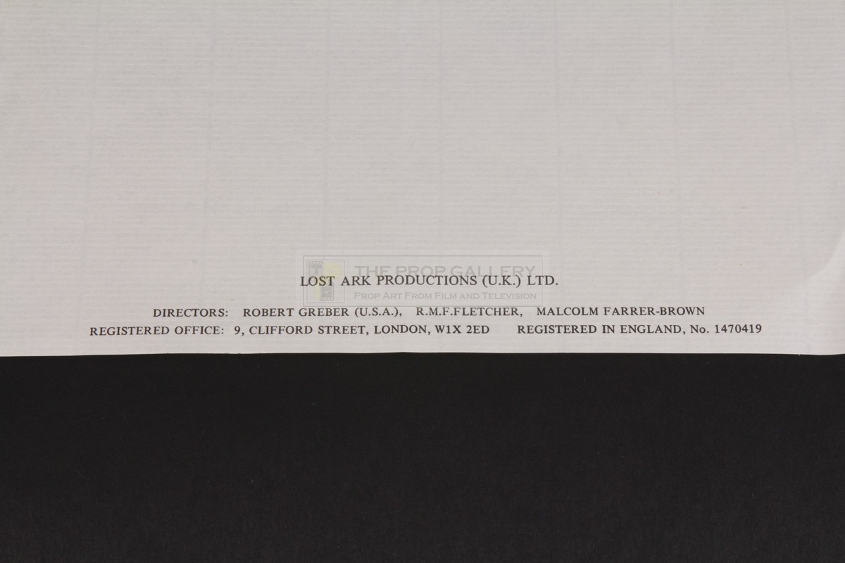 The Prop Gallery | Production letterhead