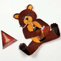 Production made teddy bear & rescue stickers