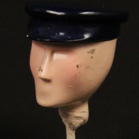 Railway worker head miniature