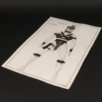 John Bloomfield hand drawn Female Pit Fighter (Saralo) costume design artwork