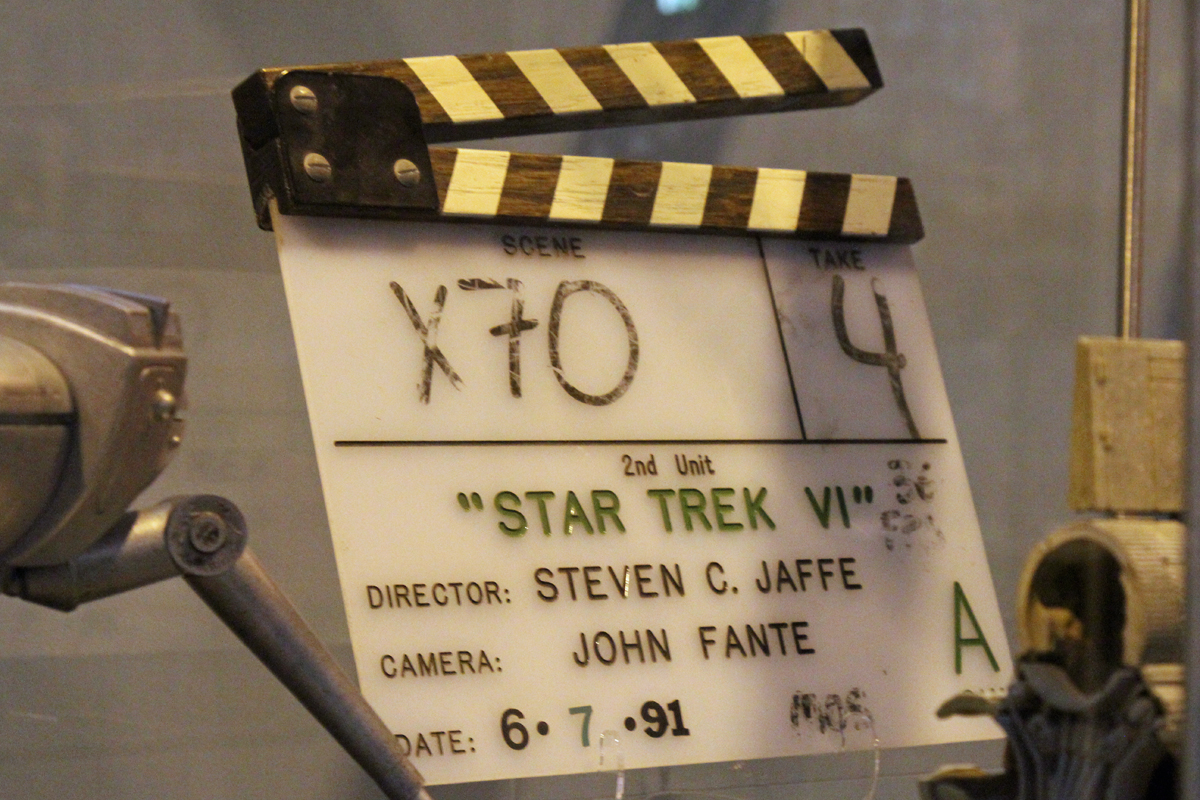 The Prop Gallery exhibit original production used clapperboard from Star Trek VI: The Undiscovered Country