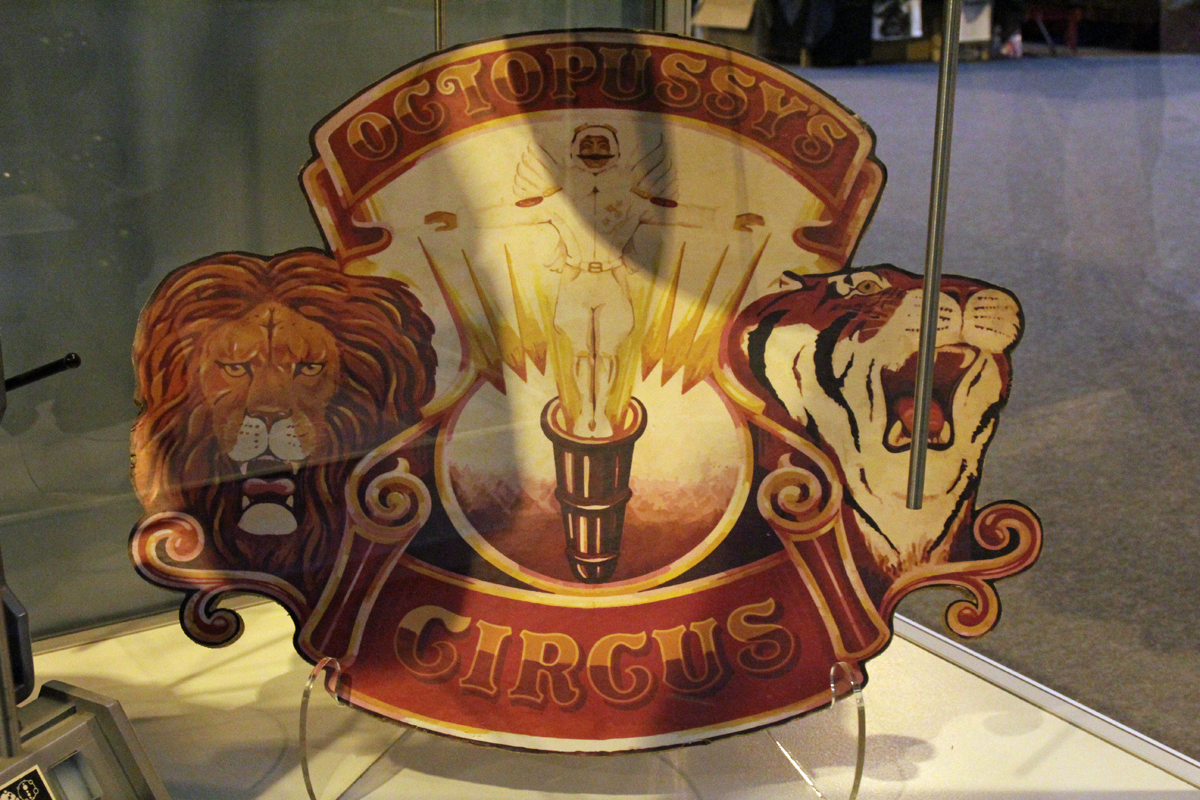 The Prop Gallery exhibits original circus sign from the James Bond film Octopussy.