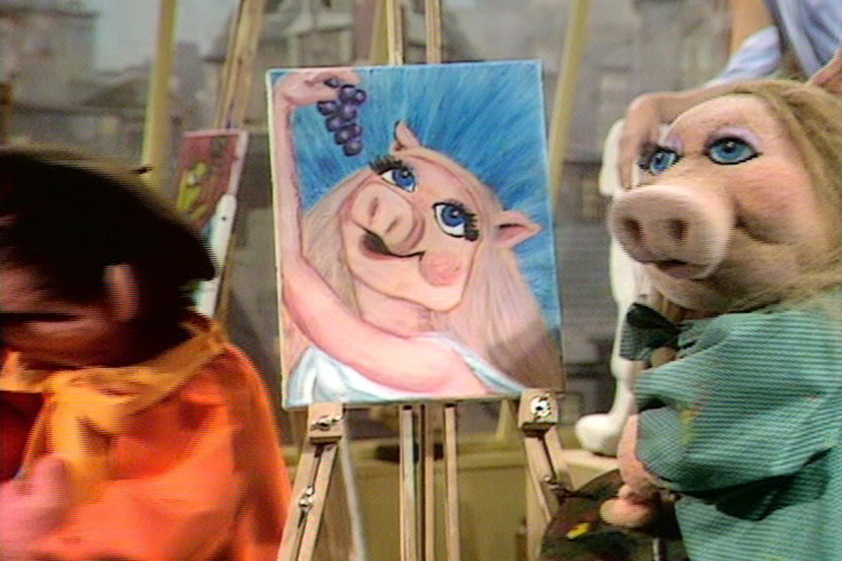 Original screen used self portrait painted by Miss Piggy in The Muppet Show.