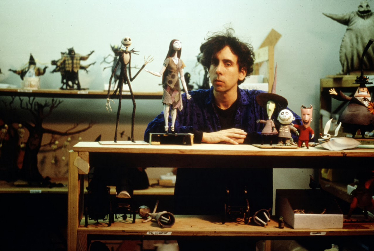 Tim Burton with the cast of The Nightmare Before Christmas (1993)