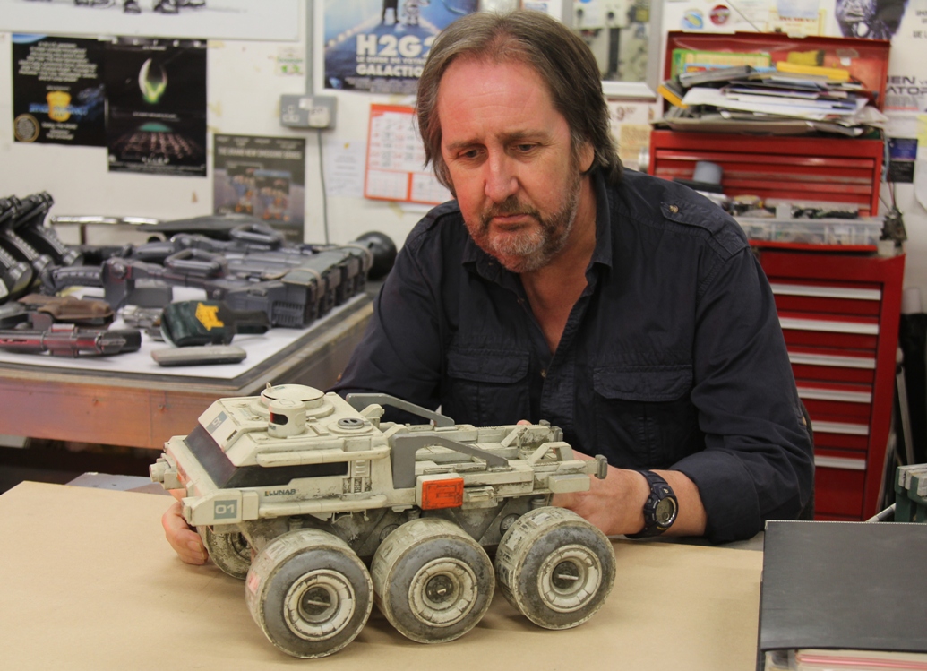 Bill Pearson with one of the original screen used rover filming miniatures from Moon