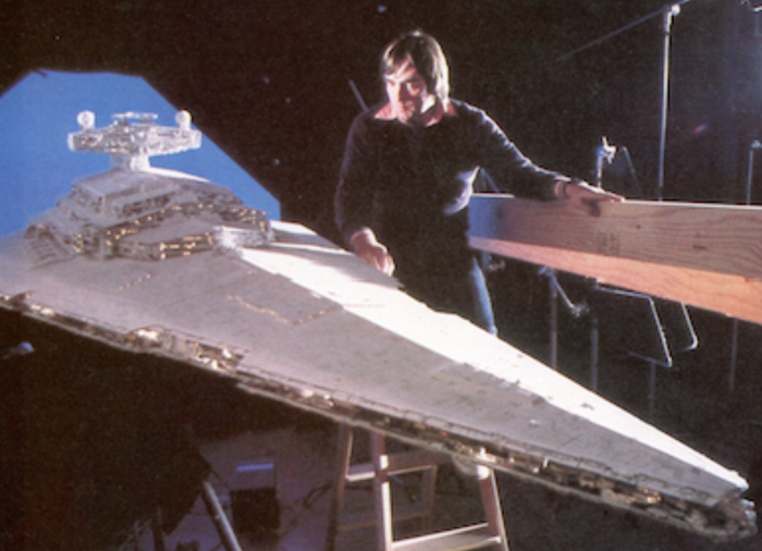 Brian Johnson with the original Star Destroyer filming miniature