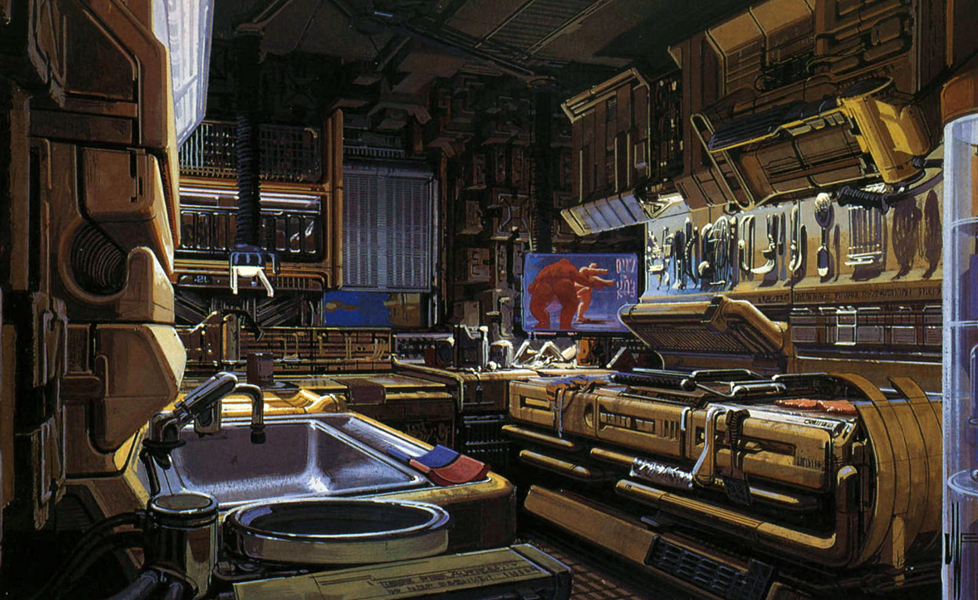 Syd Mead's concept design Deckard's apartment in Blade Runner (1982)