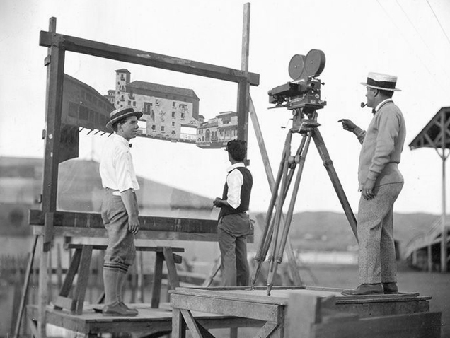 Setting up a typical glass shot circa 1925 - 1930